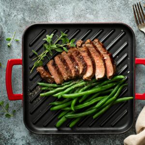 Grilled sirloin steak with asparagus